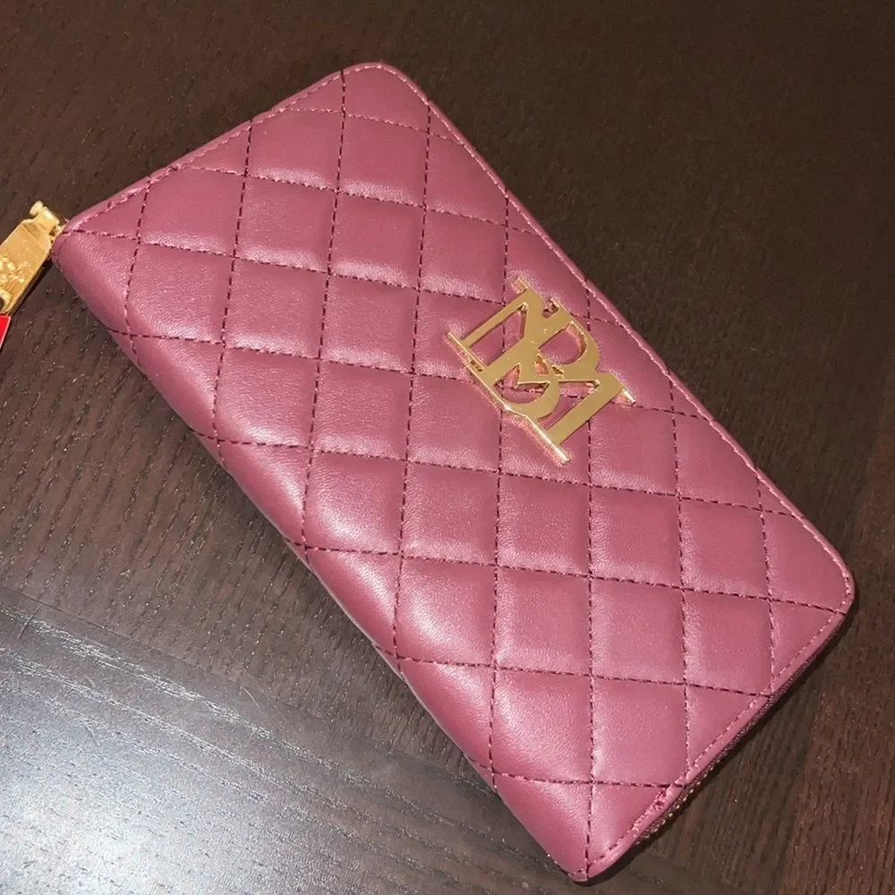 NWT Badgley Mischka Long Wallet Burgundy Zip-Around Brand New